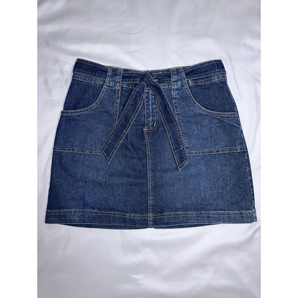 St Johns Bay Denim Skort Womens 8 Blue Stretch Jean Skirt Shorts